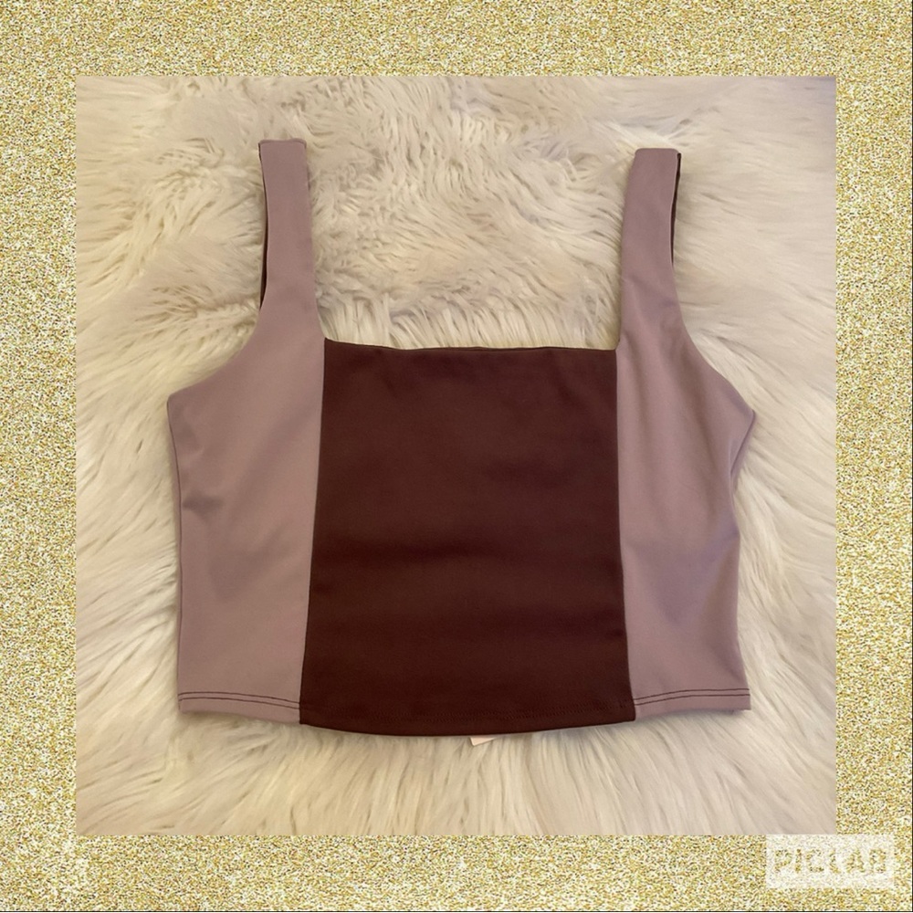 Sincerely Jules Two-Tone Mauve and Brown Crop Tank